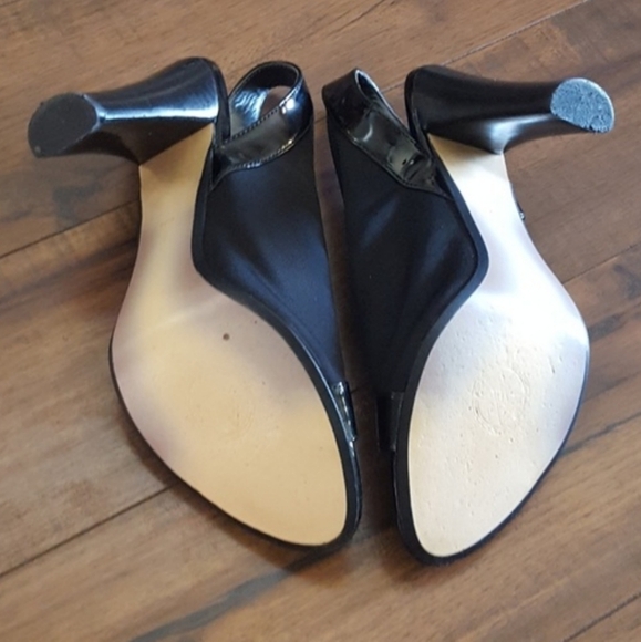 Adrienne Vittadini Y2K Black Peep Toe Slingback Heels Block Heel Shoes Size 8 - Picture 6 of 6